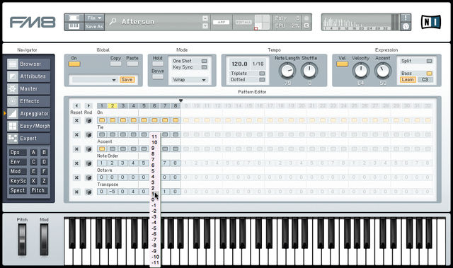 FM8 boasts a seriously powerful arpeggiator.